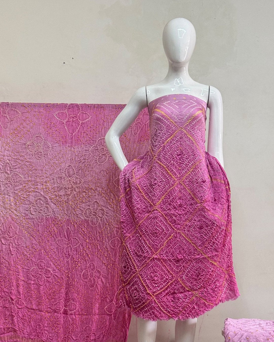 TAS Auto Crop Upper - Premium Modal Silk Shaded Bandhani Fancy 3-Piece Suit 128