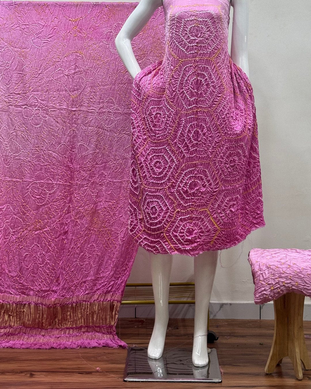 TAS Auto Crop Lower - Premium Modal Silk Shaded Bandhani Fancy 3-Piece Suit 131