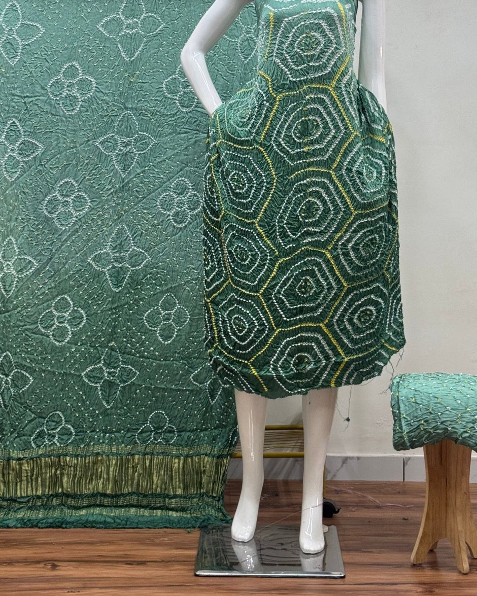 TAS Auto Crop Lower - Premium Modal Silk Shaded Bandhani Fancy 3-Piece Suit 132