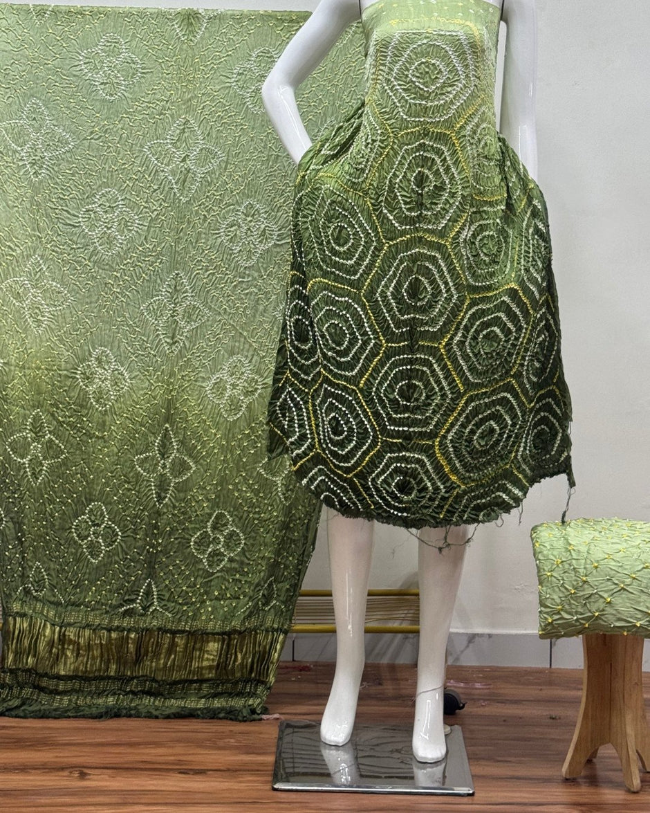 TAS Auto Crop Lower - Premium Modal Silk Shaded Bandhani Fancy 3-Piece Suit 134