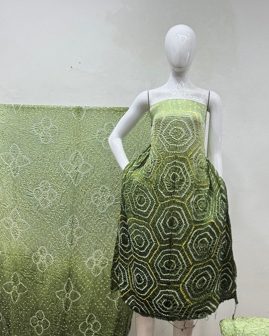 TAS Auto Crop Upper - Premium Modal Silk Shaded Bandhani Fancy 3-Piece Suit 134