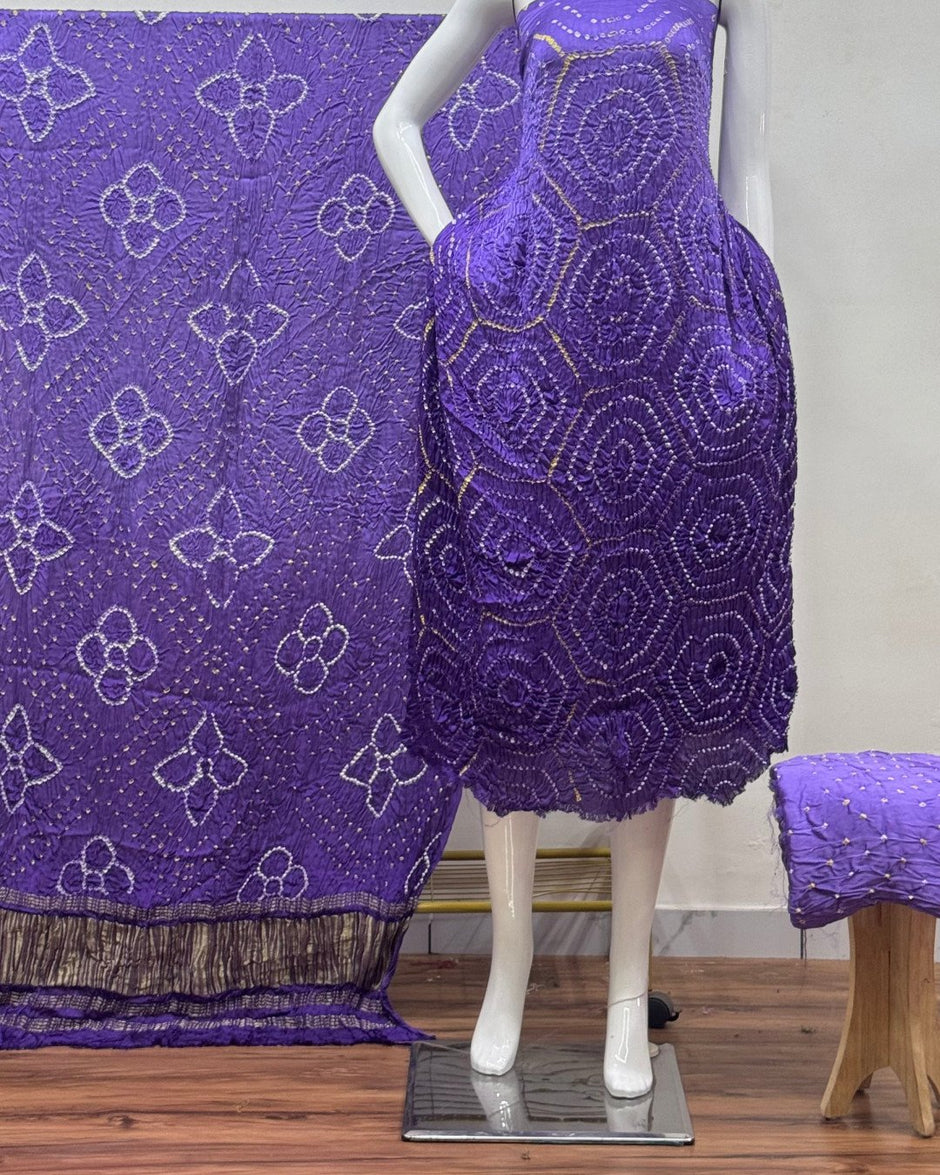 TAS Auto Crop Lower - Premium Modal Silk Shaded Bandhani Fancy 3-Piece Suit 135