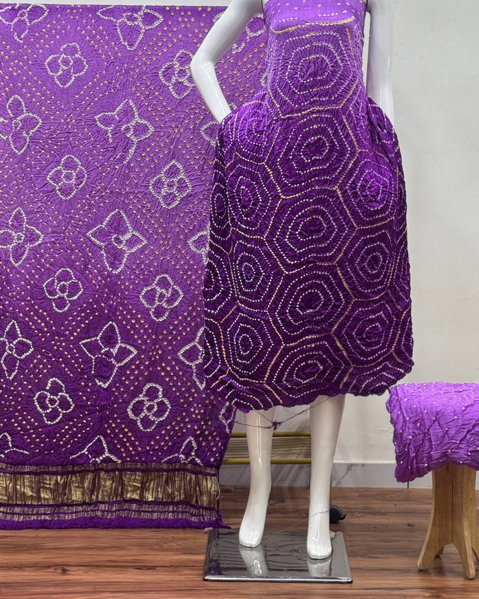 TAS Auto Crop Lower - Premium Modal Silk Shaded Bandhani Fancy 3-Piece Suit 136
