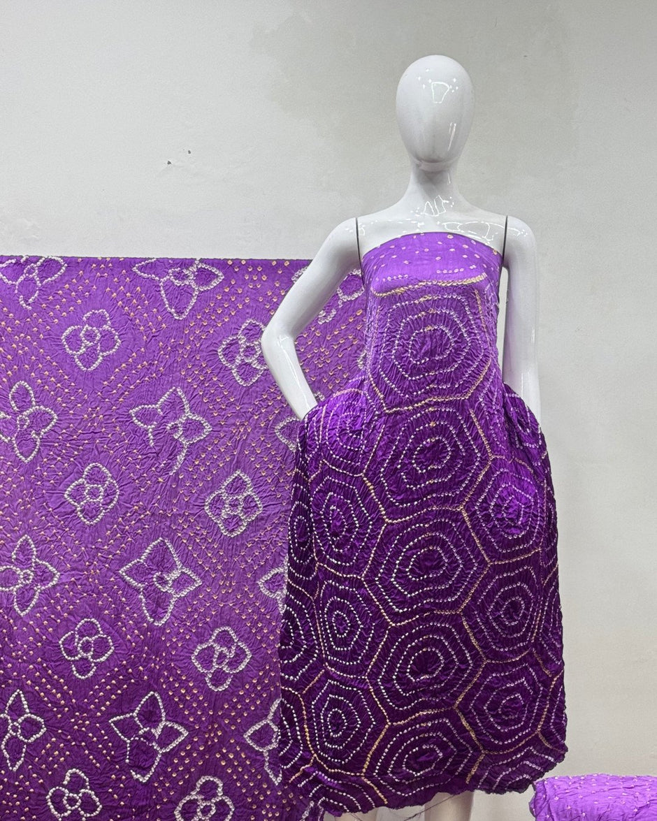 TAS Auto Crop Upper - Premium Modal Silk Shaded Bandhani Fancy 3-Piece Suit 136