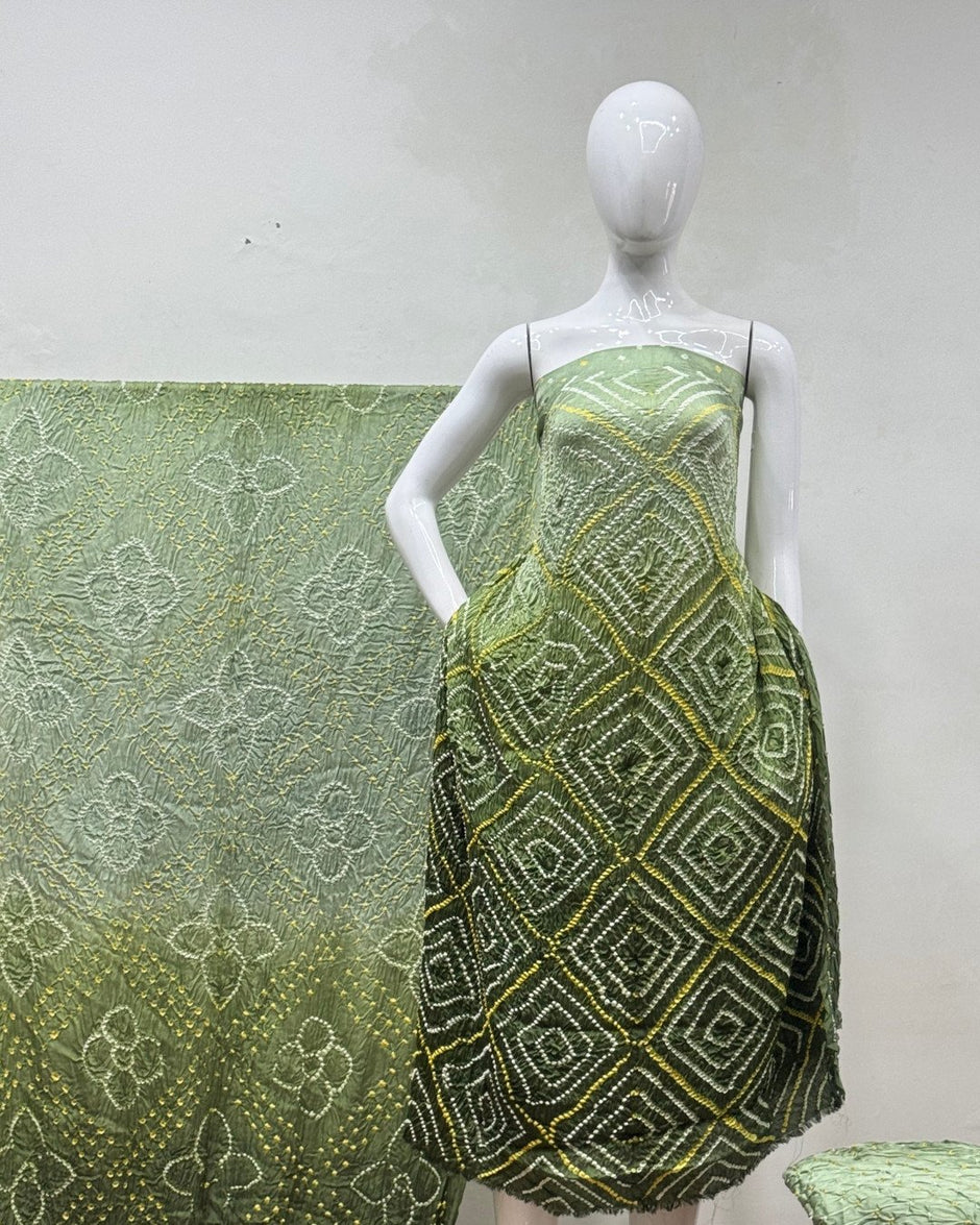 TAS Auto Crop Upper - Premium Modal Silk Shaded Bandhani Fancy 3-Piece Suit 137