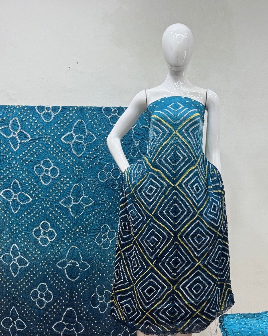 TAS Auto Crop Upper - Premium Modal Silk Shaded Bandhani Fancy 3-Piece Suit 138