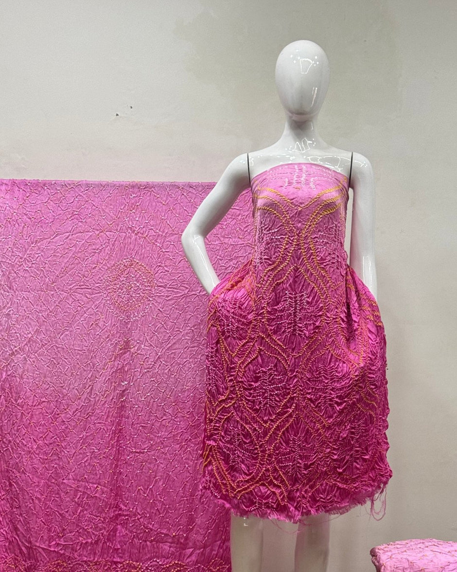 TAS Auto Crop Upper - Premium Modal Silk Shaded Bandhani Fancy 3-Piece Suit 142