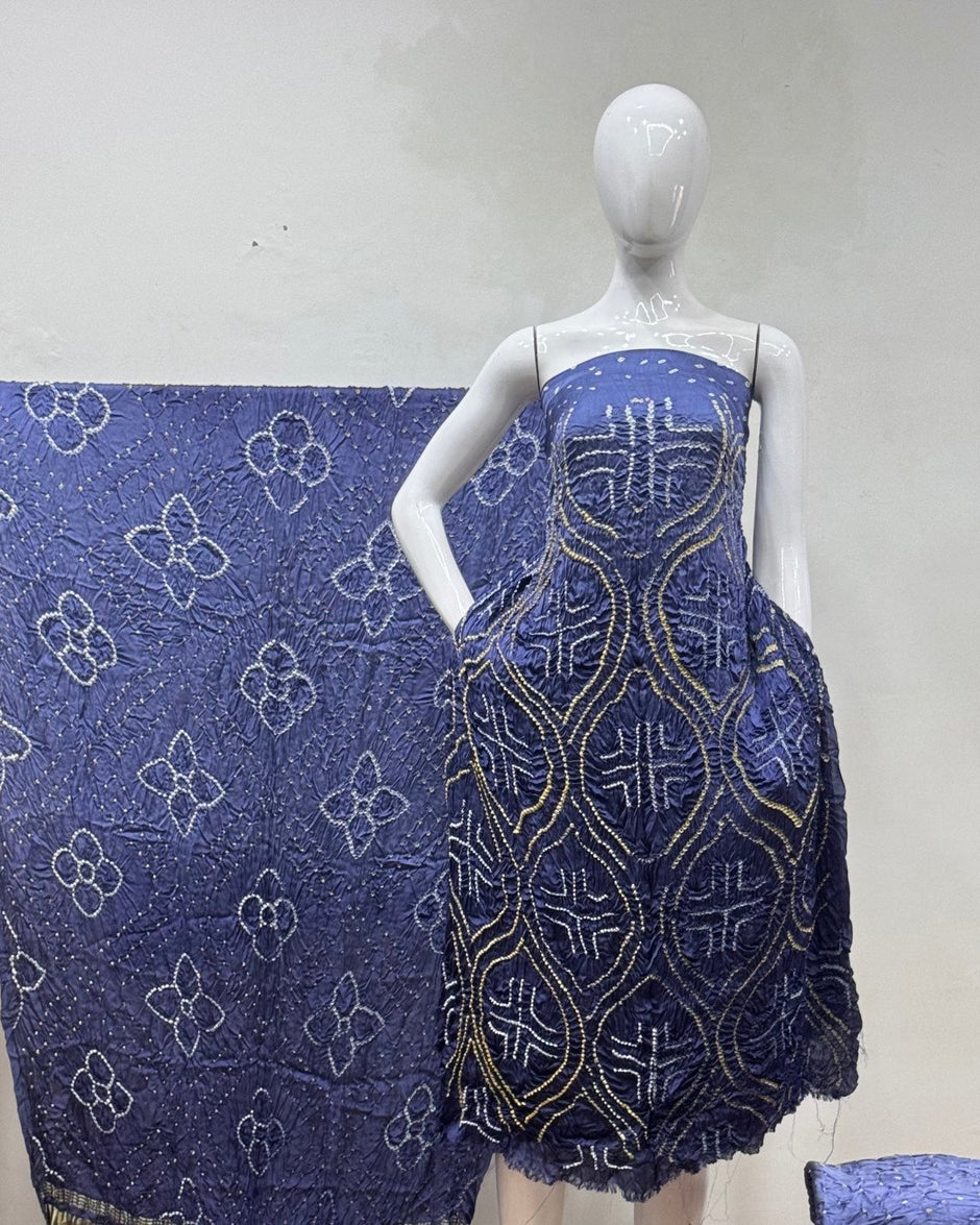 TAS Auto Crop Upper - Premium Modal Silk Shaded Bandhani Fancy 3-Piece Suit 143