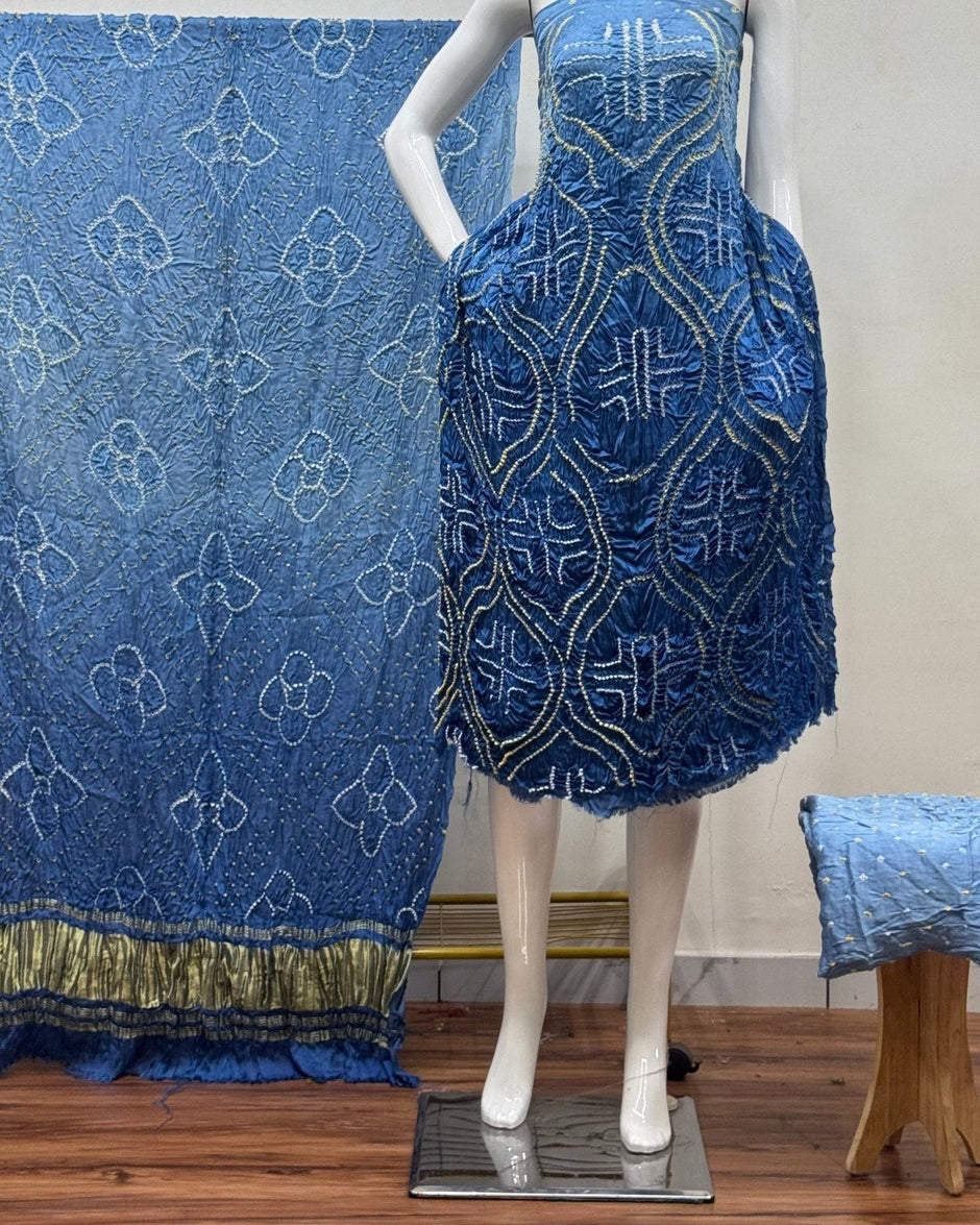 TAS Auto Crop Lower - Premium Modal Silk Shaded Bandhani Fancy 3-Piece Suit 144
