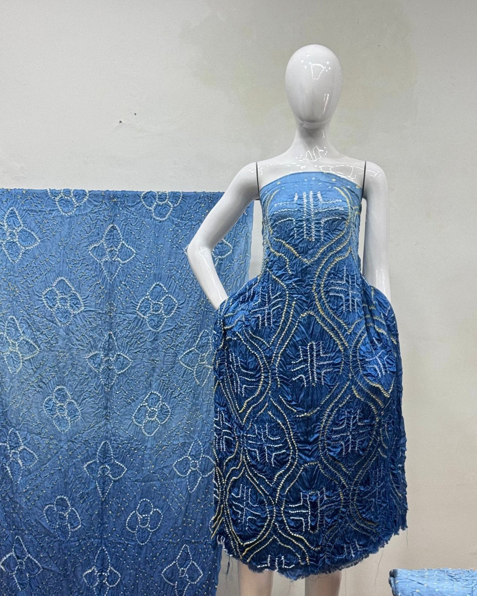 TAS Auto Crop Upper - Premium Modal Silk Shaded Bandhani Fancy 3-Piece Suit 144