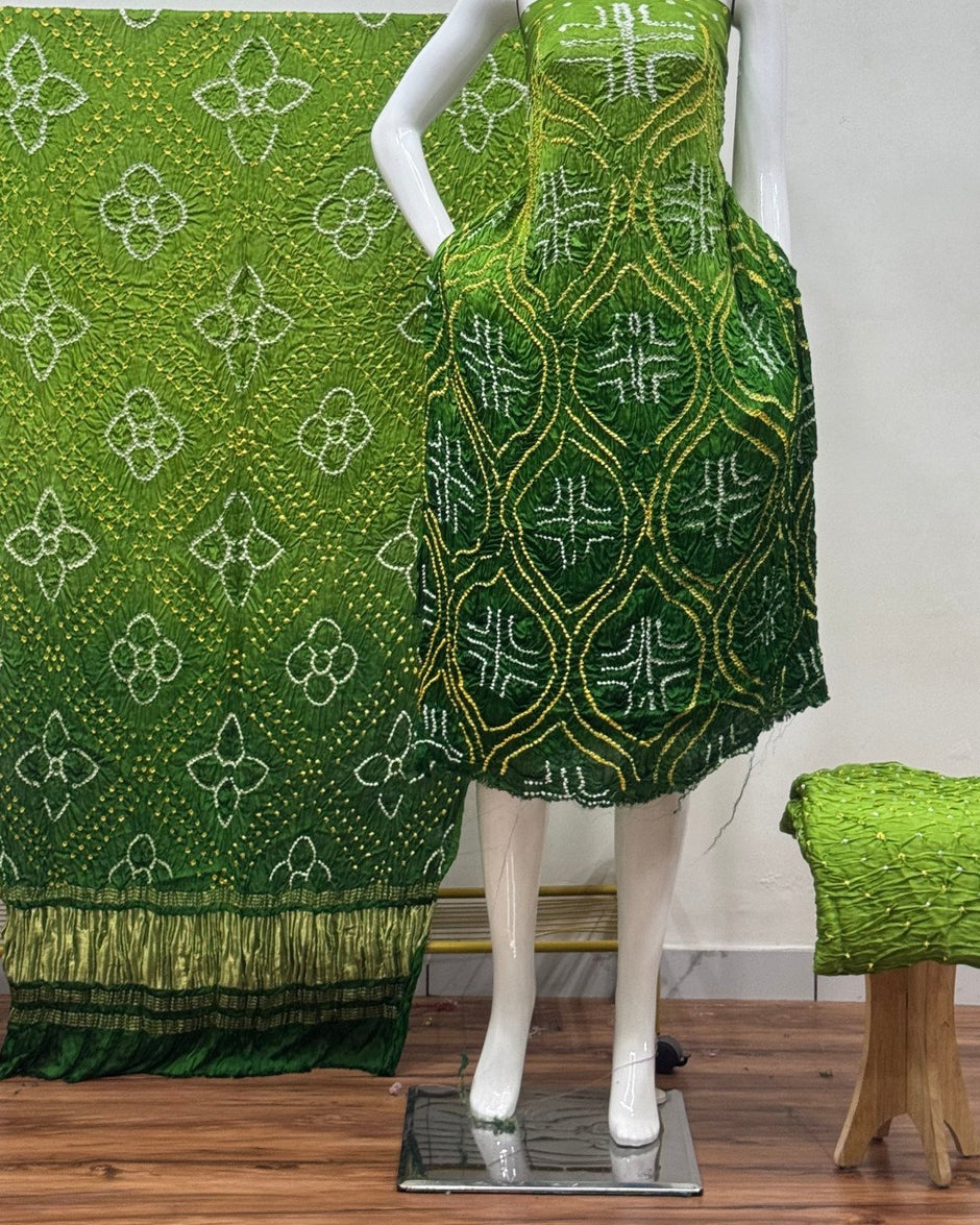TAS Auto Crop Lower - Premium Modal Silk Shaded Bandhani Fancy 3-Piece Suit 145