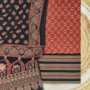 Pure Cotton Ajrakh Screen Print 3-Piece Suit 01