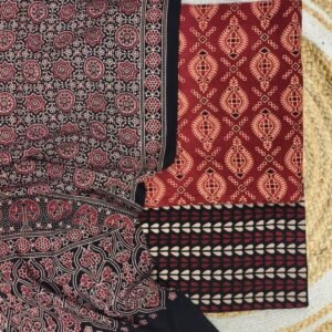 Pure Cotton Ajrakh Screen Print 3-Piece Suit 10