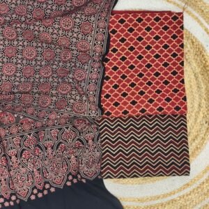 Pure Cotton Ajrakh Screen Print 3-Piece Suit 06