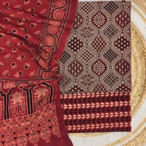 Pure Cotton Ajrakh Screen Print 3-Piece Suit 16