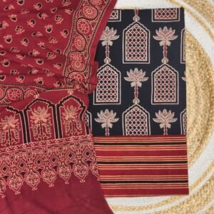Pure Cotton Ajrakh Screen Print 3-Piece Suit 08