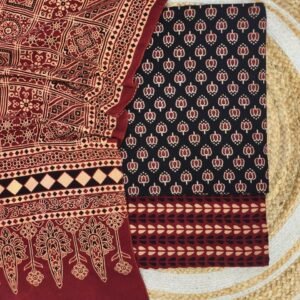 Pure Cotton Ajrakh Screen Print 3-Piece Suit 17