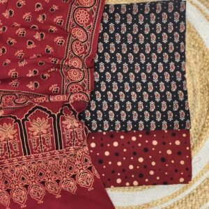 Pure Cotton Ajrakh Screen Print 3-Piece Suit 07