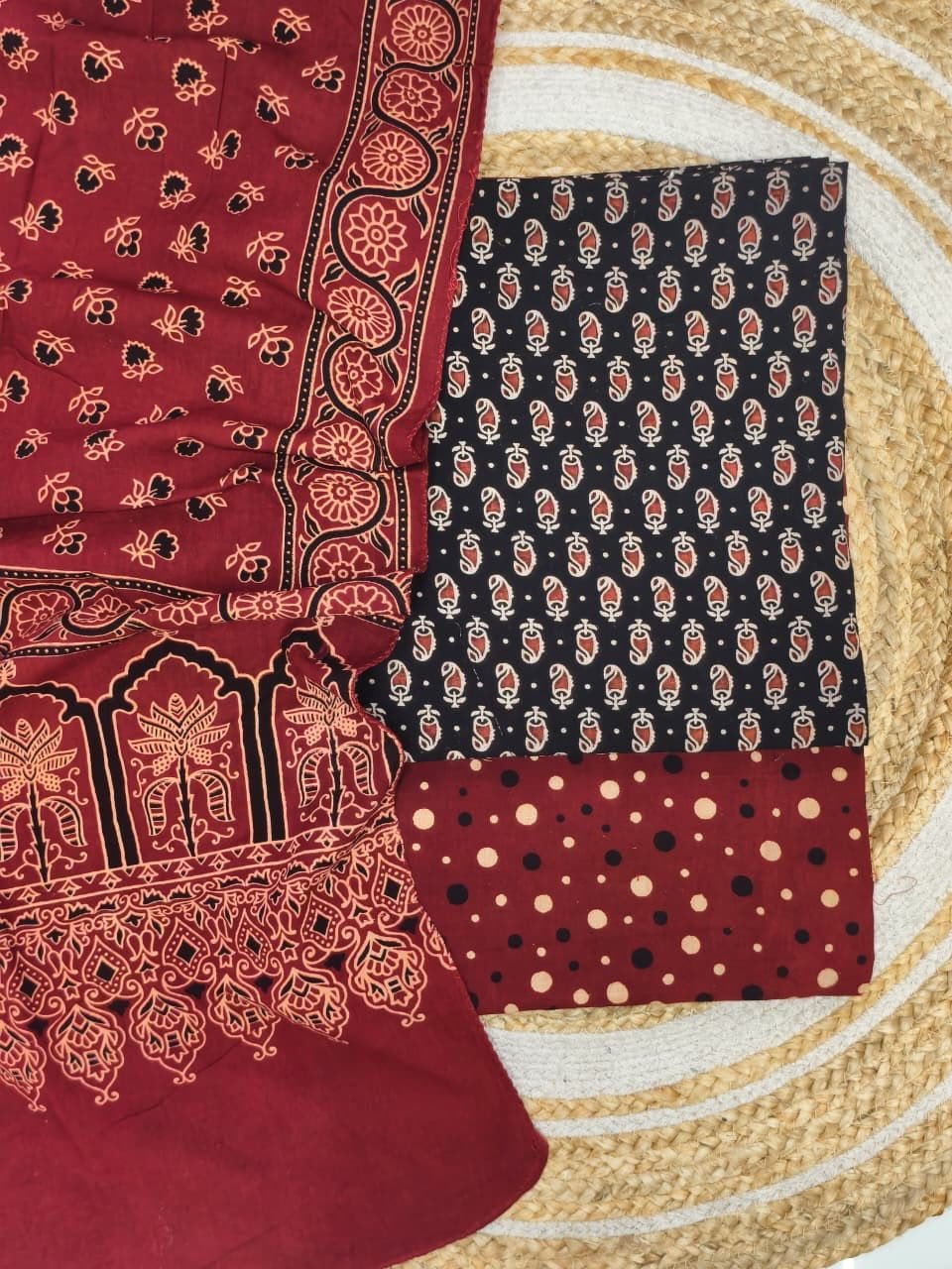 Pure Cotton Ajrakh Screen Print 3-Piece Suit 07