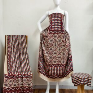 Pure Modal Silk Ajrakh Natural Dye 3-Piece Suit 22