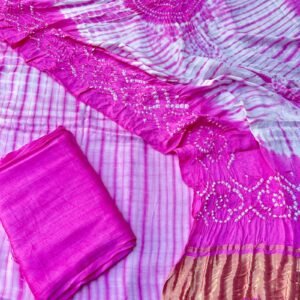 Modal Silk Tie & Dye Bandhani 3 Piece Suit - 07