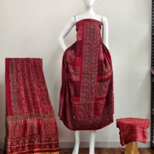 Pure Modal Silk Ajrakh Natural Dye 3-Piece Suit 08