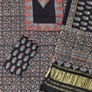 Pure Modal Silk Ajrakh Natural Dye 3-Piece Suit 01