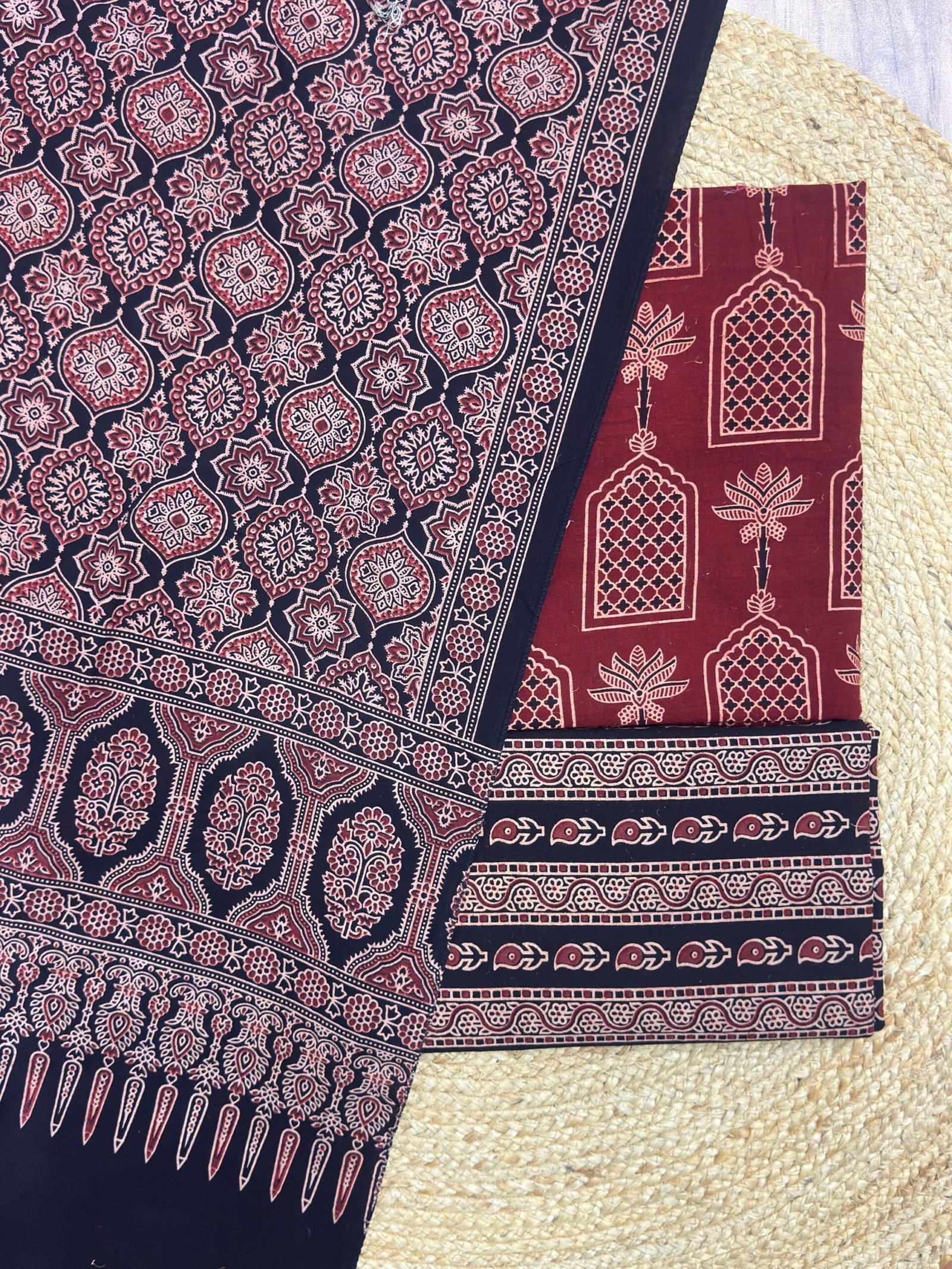 Pure Cotton Ajrakh Screen Print 3-Piece Suit 18