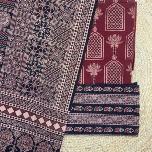 Pure Cotton Ajrakh Screen Print 3-Piece Suit 27