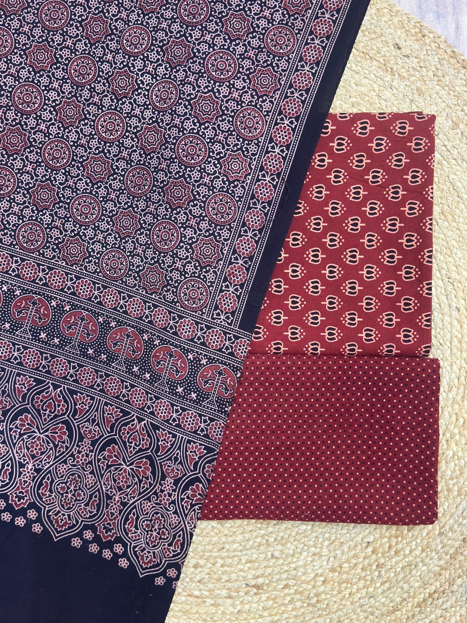 Pure Cotton Ajrakh Screen Print 3-Piece Suit 23