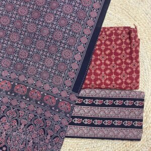 Pure Cotton Ajrakh Screen Print 3-Piece Suit 25