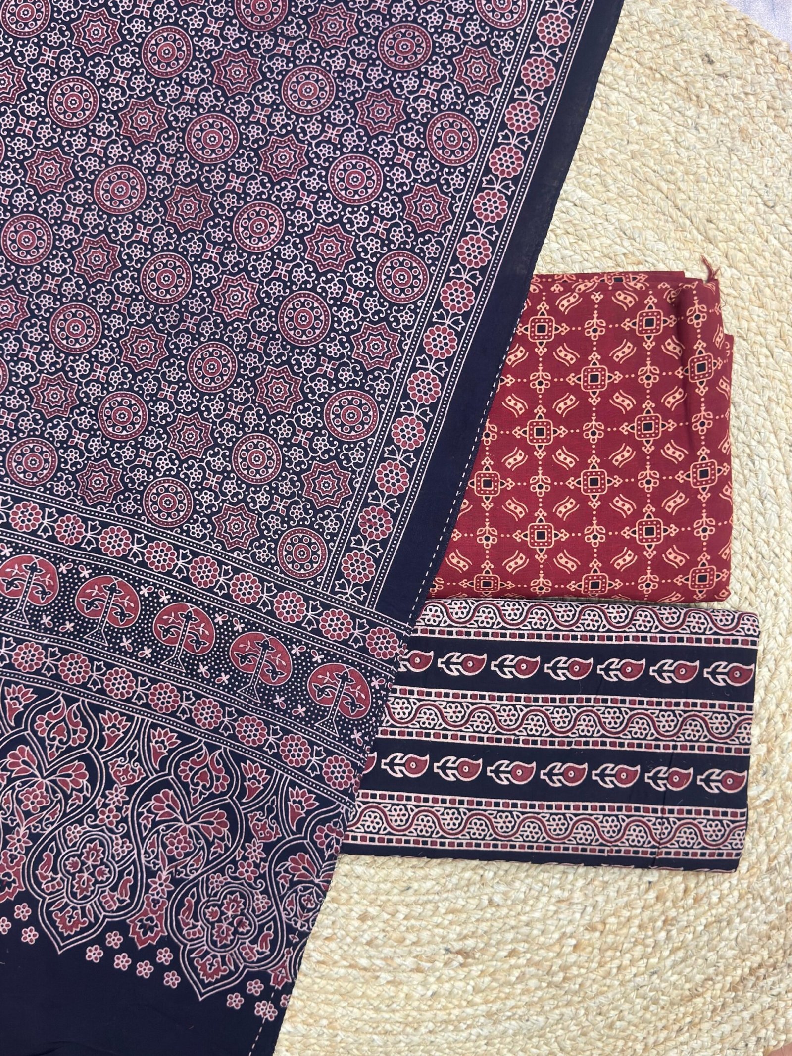 Pure Cotton Ajrakh Screen Print 3-Piece Suit 25