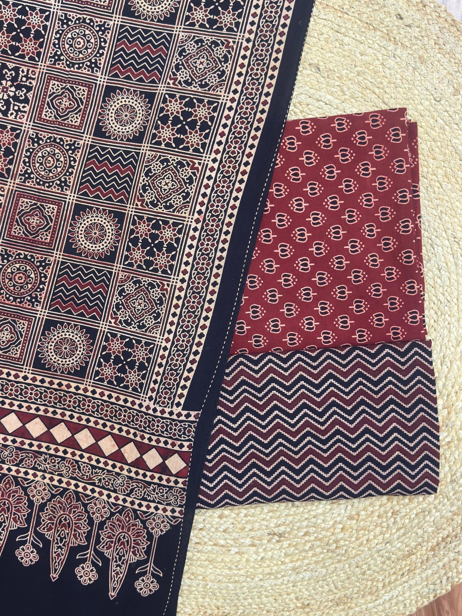 Pure Cotton Ajrakh Screen Print 3-Piece Suit 22