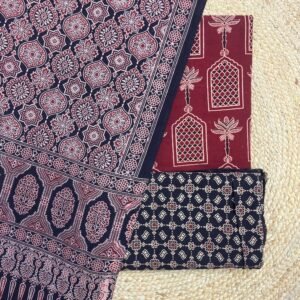 Pure Cotton Ajrakh Screen Print 3-Piece Suit 19