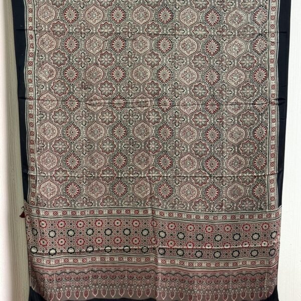 Premium Modal Silk Ajrakh Natural Dye Dupatta with Tassels 24