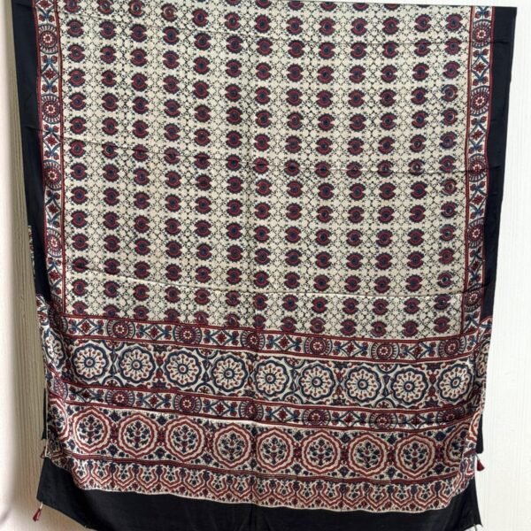 Premium Modal Silk Ajrakh Natural Dye Dupatta with Tassels 17