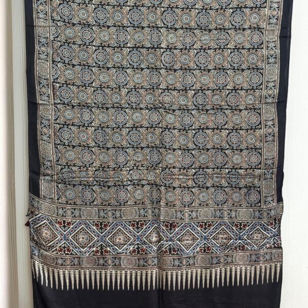 Premium Modal Silk Ajrakh Natural Dye Dupatta with Tassels 03