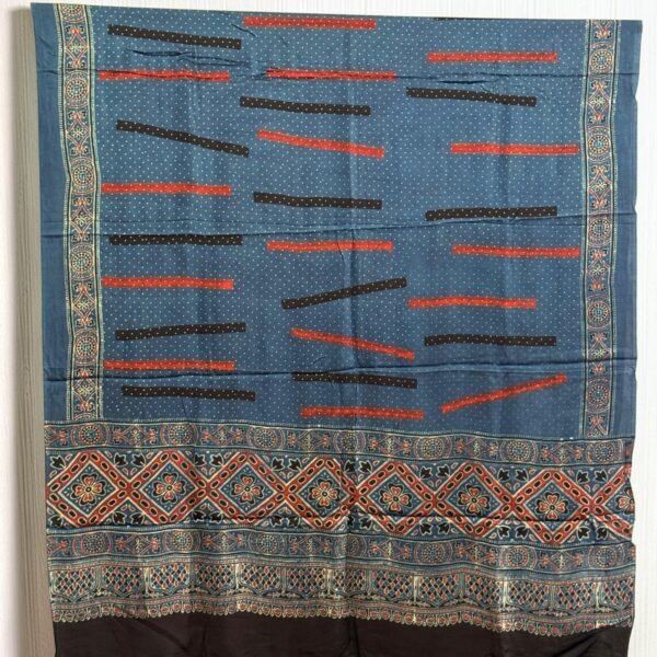 Premium Modal Silk Ajrakh Natural Dye Dupatta with Tassels 12