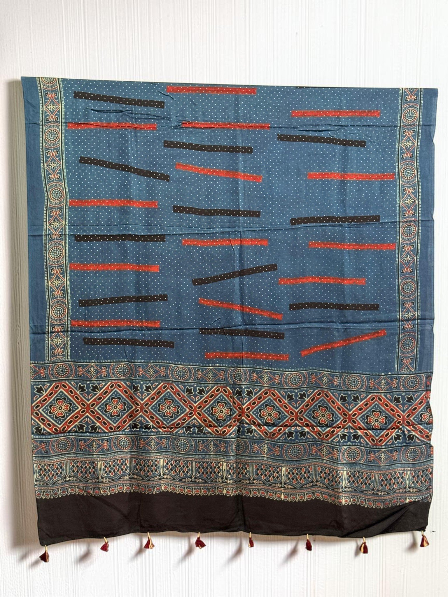 1488385.jpg Premium Modal Silk Ajrakh Natural Dye Dupatta with Tassels 12 - Image 1