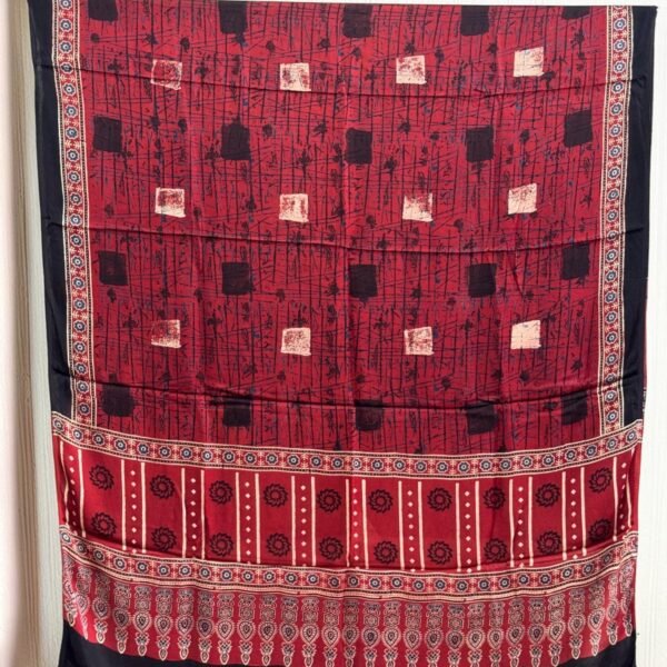 Premium Modal Silk Ajrakh Natural Dye Dupatta with Tassels 40