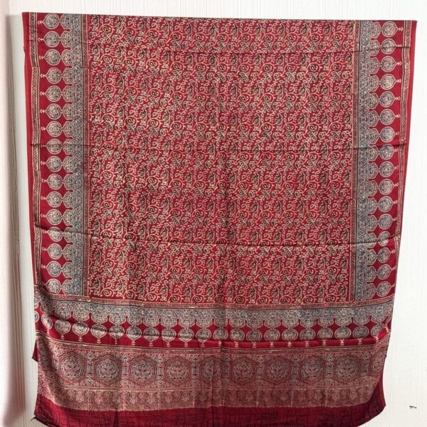 Premium Modal Silk Ajrakh Natural Dye Dupatta with Tassels 25
