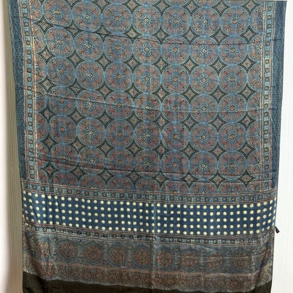 Premium Modal Silk Ajrakh Natural Dye Dupatta with Tassels 09