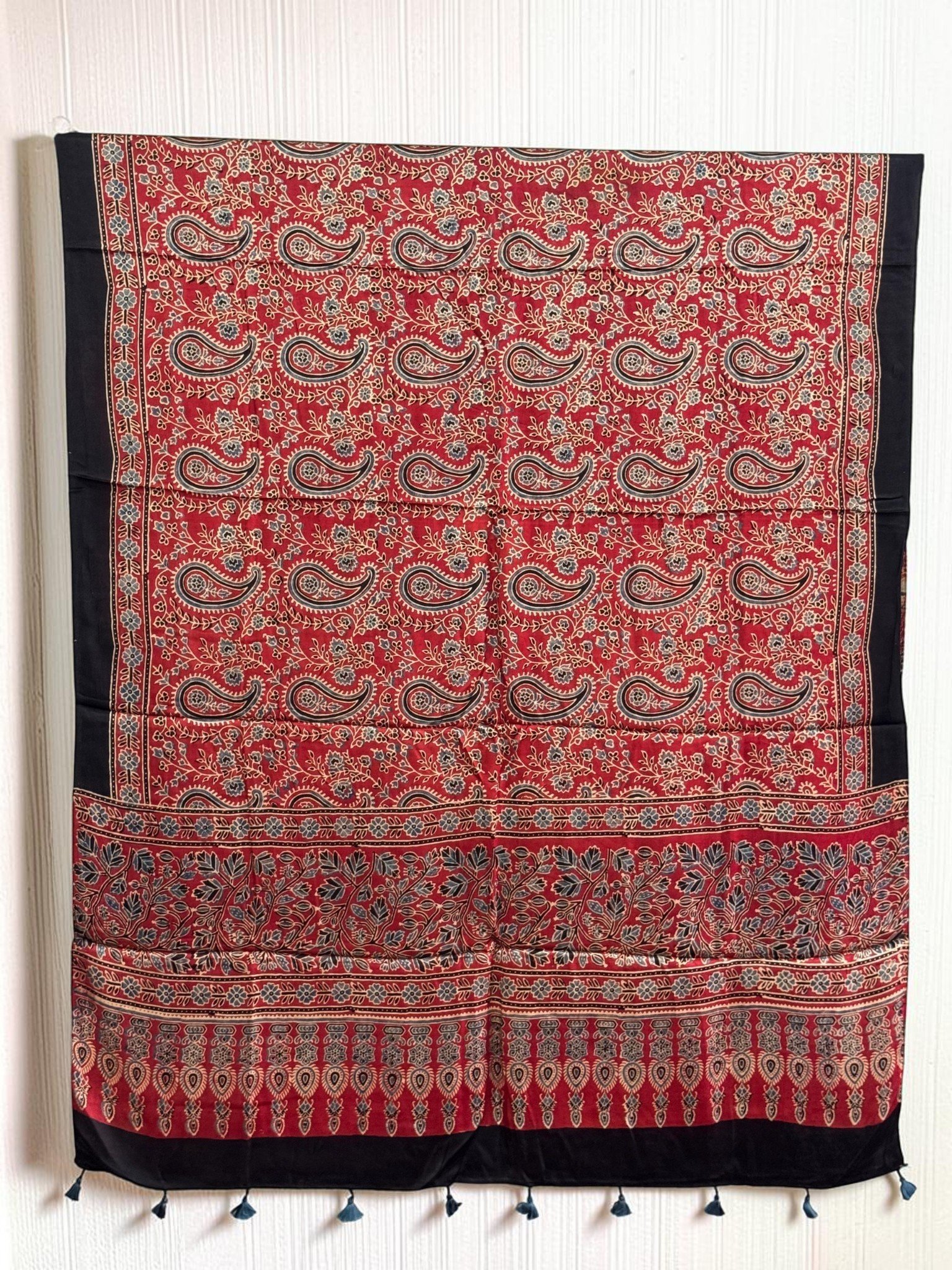 1488394.jpg Premium Modal Silk Ajrakh Natural Dye Dupatta with Tassels 18 - Image 1