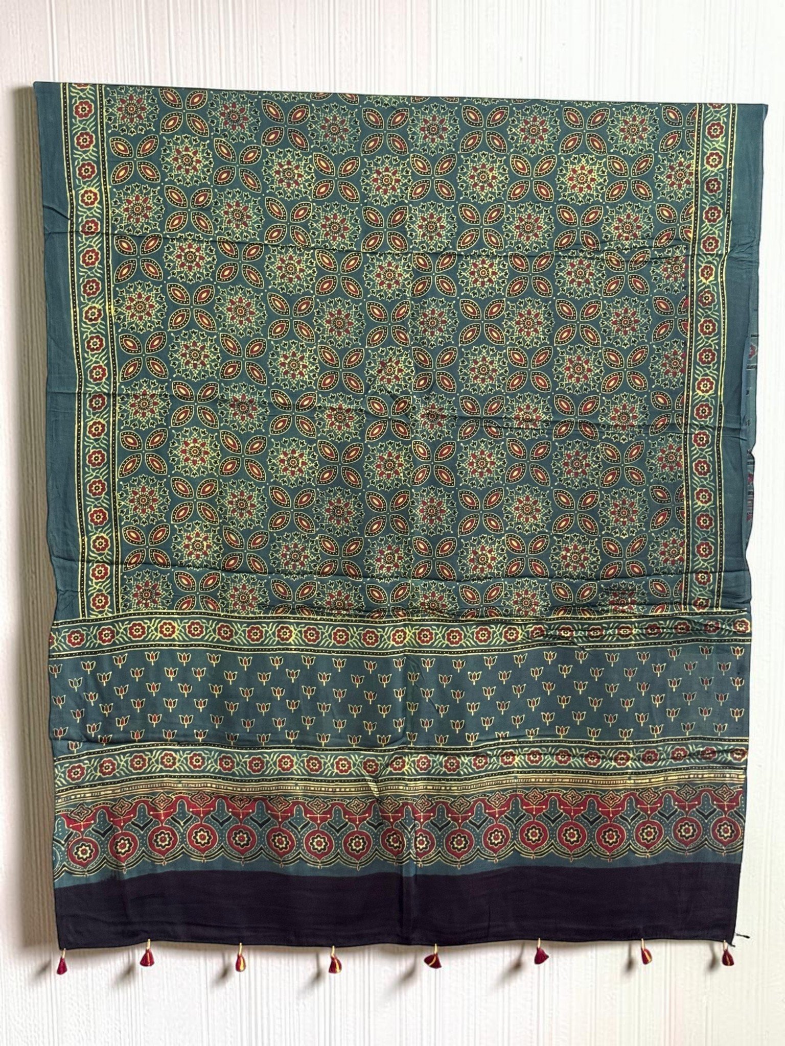 1488398.jpg Premium Modal Silk Ajrakh Natural Dye Dupatta with Tassels 27 - Image 1