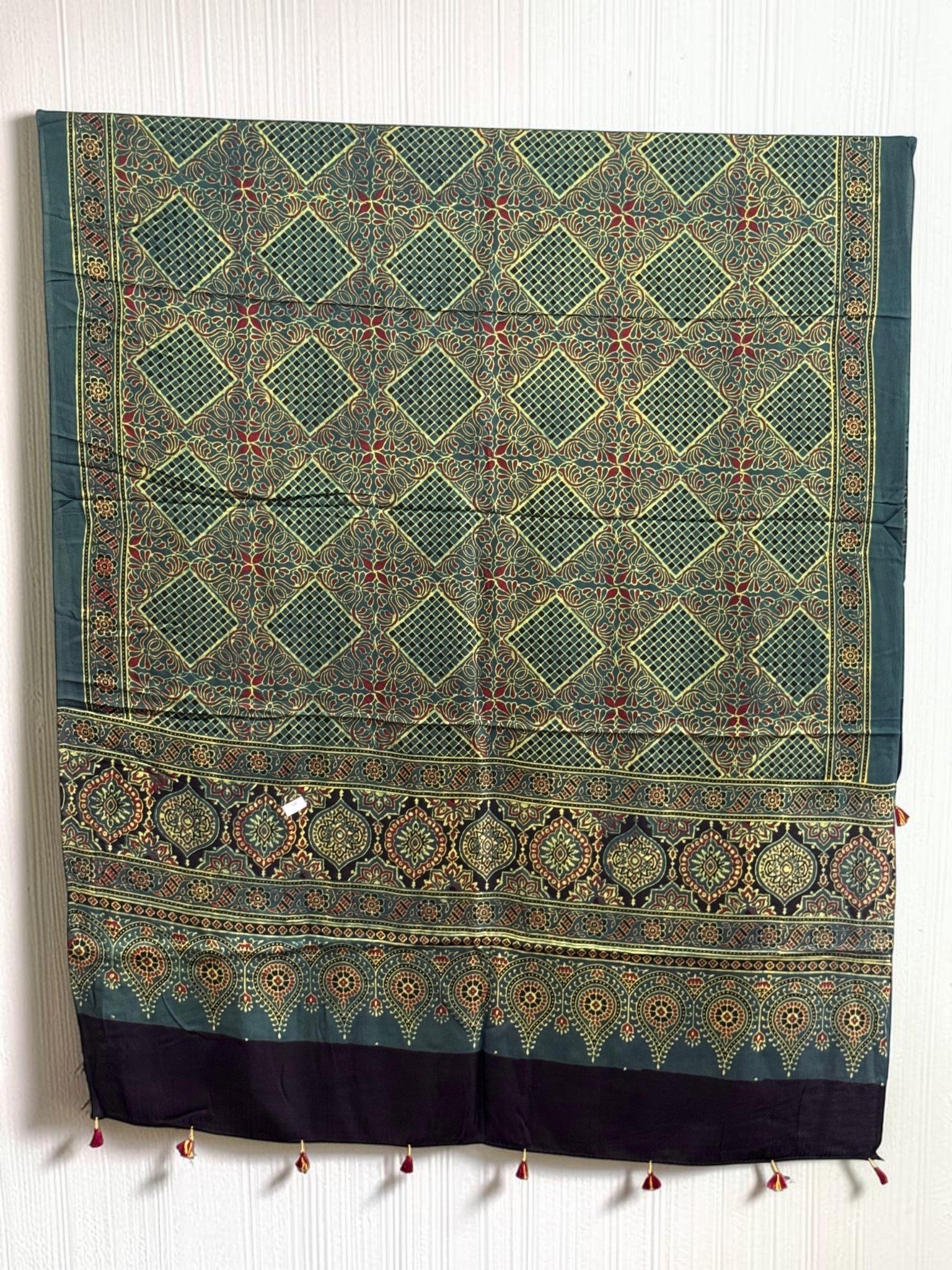 1488399.jpg Premium Modal Silk Ajrakh Natural Dye Dupatta with Tassels 30 - Image 1
