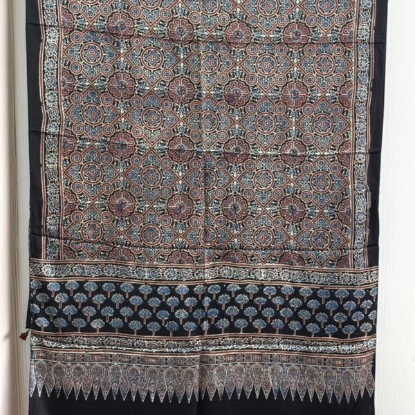 Premium Modal Silk Ajrakh Natural Dye Dupatta with Tassels 21