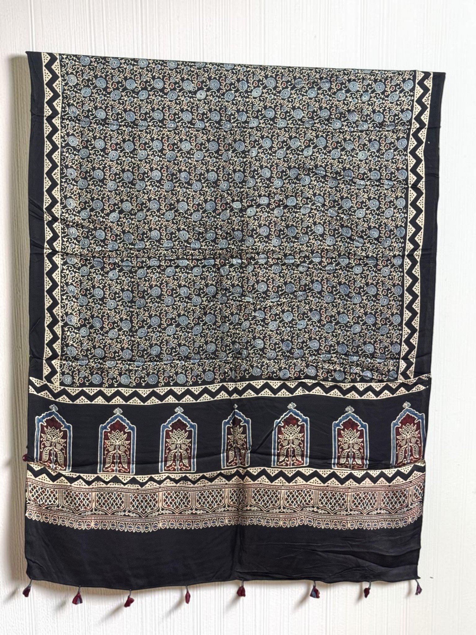 1488403.jpg Premium Modal Silk Ajrakh Natural Dye Dupatta with Tassels 26 - Image 1