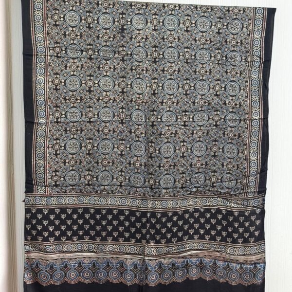 Premium Modal Silk Ajrakh Natural Dye Dupatta with Tassels 07