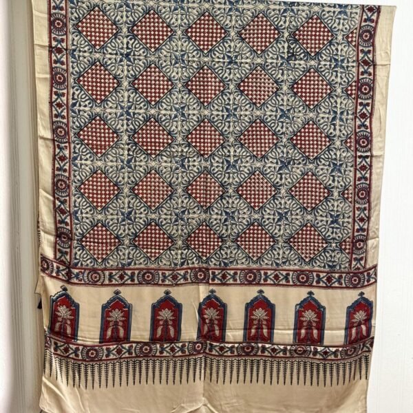 Premium Modal Silk Ajrakh Natural Dye Dupatta with Tassels 14