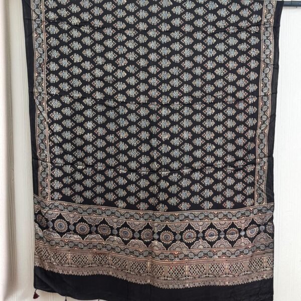 Premium Modal Silk Ajrakh Natural Dye Dupatta with Tassels 31